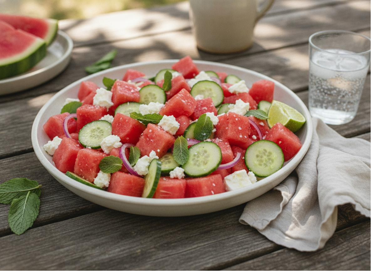 Watermelon, Feta & Cucumber Salad